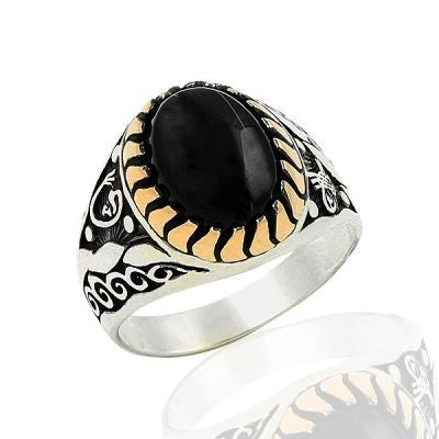 925K Sterling Silver Onyx Men Ring