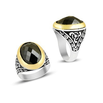 925K Sterling Silver Onyx Men Ring BSEY785