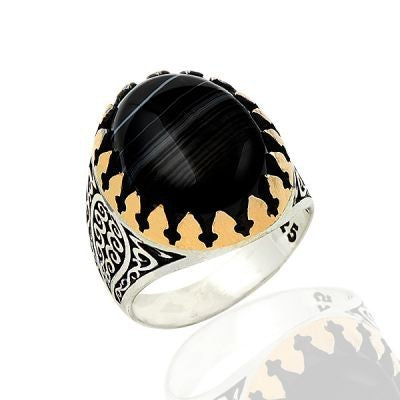 925K Sterling Silver Onyx Men Ring