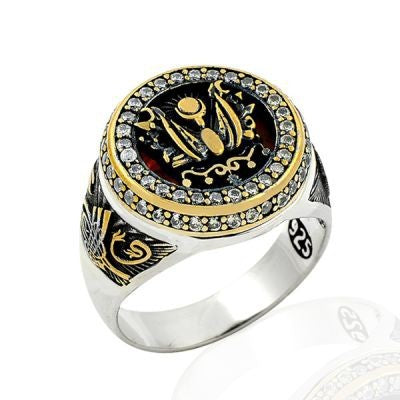 925K Sterling Silver Ottoman Arms Men Ring