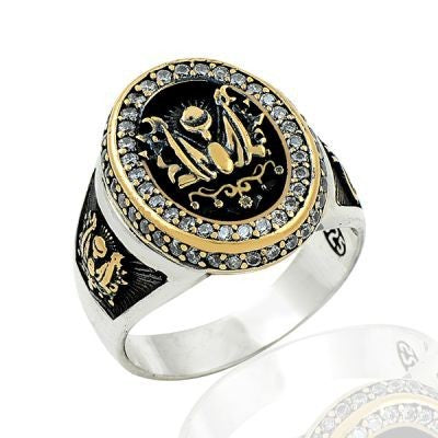 925K Sterling Silver Ottoman Arms Men Ring