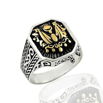 925K Sterling Silver Ottoman Arms Men Ring