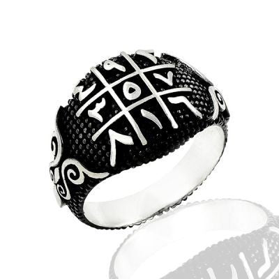 925K Sterling Silver Ottoman Numerlogical Men Ring