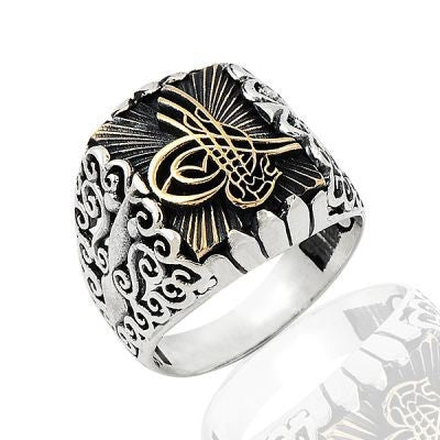 925K Sterling Silver Ottoman Tugra Men Ring