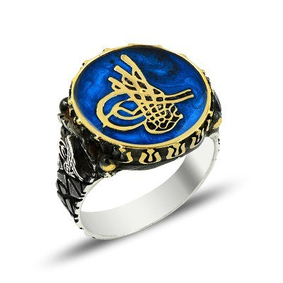 925K Sterling Silver Ottoman Tugra Men Ring