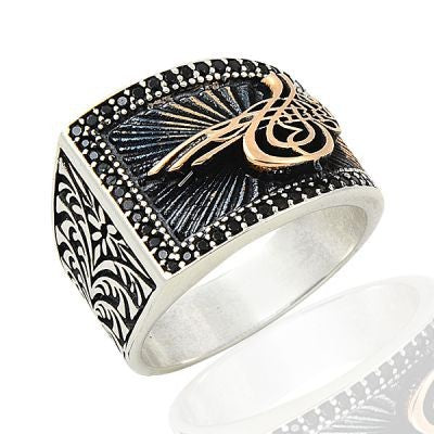 925K Sterling Silver Ottoman Tugra Men Ring