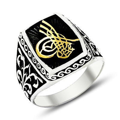 925K Sterling Silver Ottoman Tugra Men Ring