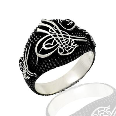 925K Sterling Silver Ottoman Tugra Men Ring