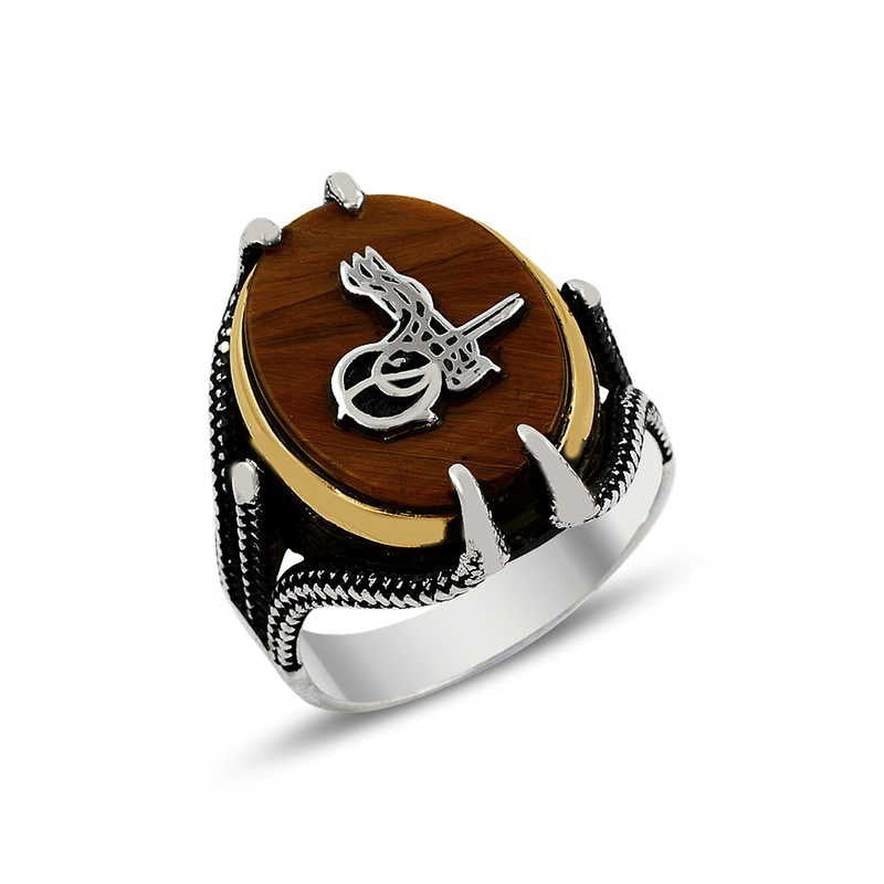 925K Sterling Silver Ottoman Tugra Men Ring