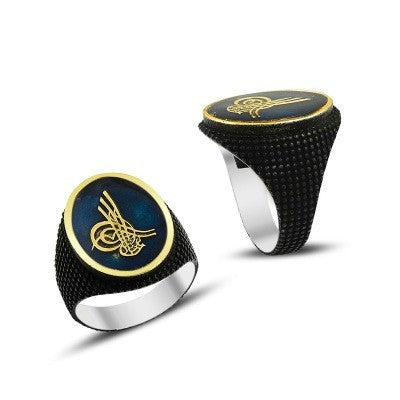 925K Sterling Silver Ottoman Tugra Men Ring