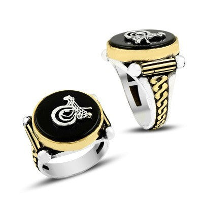 925K Sterling Silver Ottoman Tugra Men Ring