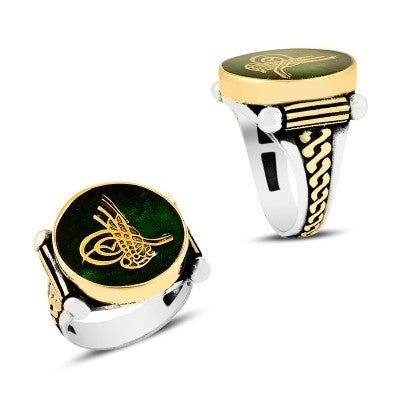 925K Sterling Silver Ottoman Tugra Men Ring