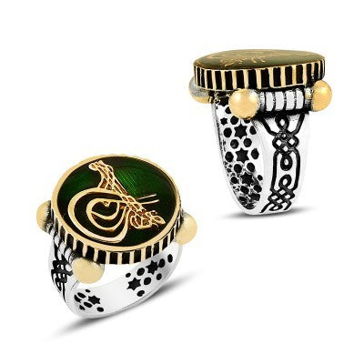 925K Sterling Silver Ottoman Tugra Men Ring