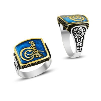 925K Sterling Silver Ottoman Tugra Men Ring