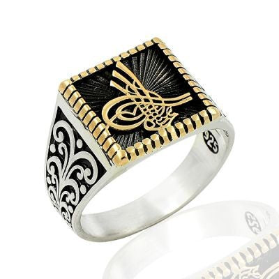 925K Sterling Silver Ottoman Tugra Men Ring