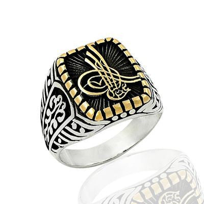 925K Sterling Silver Ottoman Tugra Men Ring