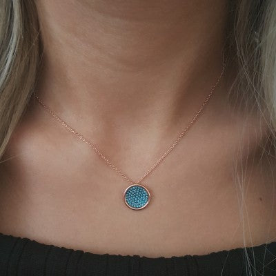 Rose Gold P. 925 Silver Sterling  Design Turquoise Pave Necklace