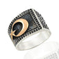 925K Sterling Silver Star And Crescent Men Ring