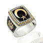 925K Sterling Silver Star And Crescent Men Ring