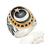 925K Sterling Silver Star And Crescent Men Ring