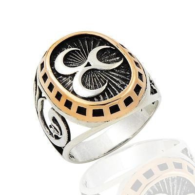 925K Sterling Silver Three Crescents Men Ring