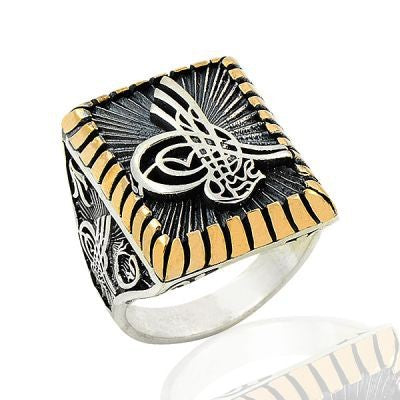 925K Sterling Silver Tugra Men Ring