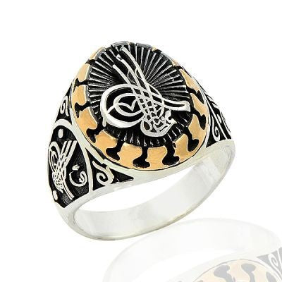 925K Sterling Silver Tugra Men Ring