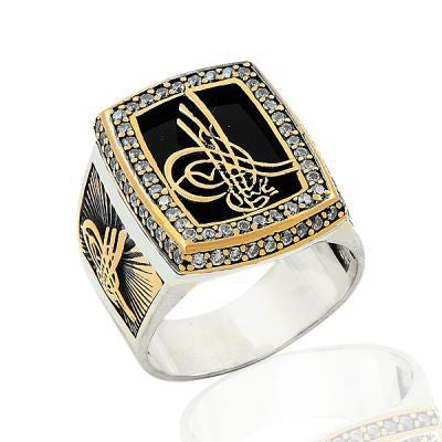 925K Sterling Silver Tugra Men Ring