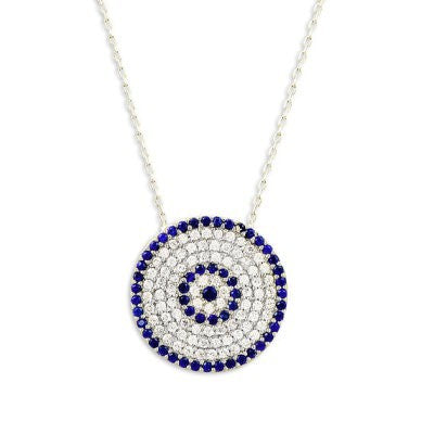 925K Sterling Silver Turkish Evil Eye Charm Pendant Necklace