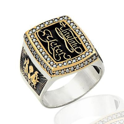 925K Sterling Silver Unutma Yeter Men Ring