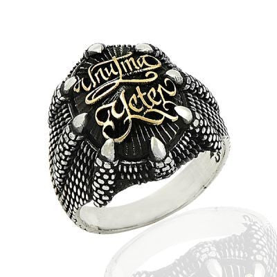 925K Sterling Silver Unutma Yeter Men Ring