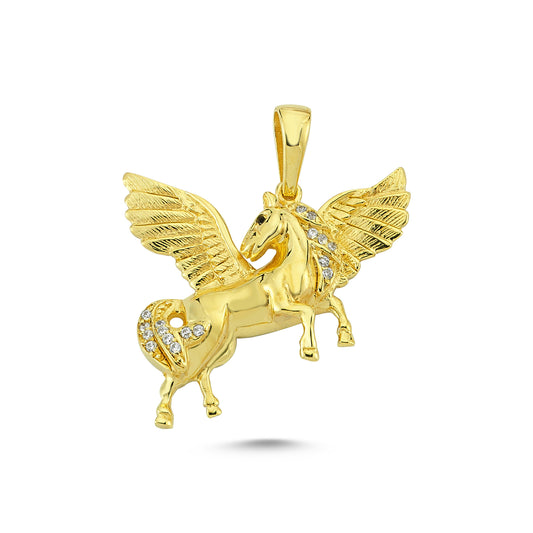 14K Gold Pegasus Animal Charm Necklace