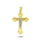 14K Yellow and White Gold Cross Charm Necklace