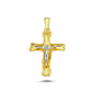 14K Yellow and White Gold Cross Charm Necklace