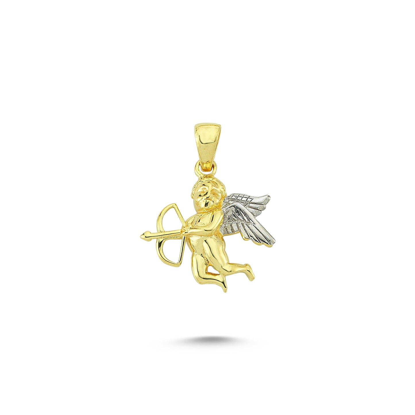 14K Gold Eros Angel Charm Necklace