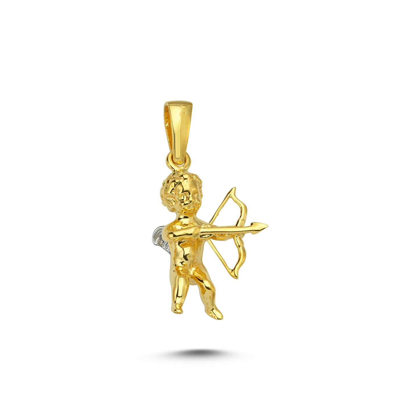 14K Gold Eros Angel Charm Necklace