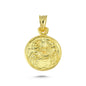 14K Gold Crab Disc Animal Charm Necklace