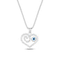 925 Sterling Silver Evil Eye Heart Necklace Bracelet Jewellery Set