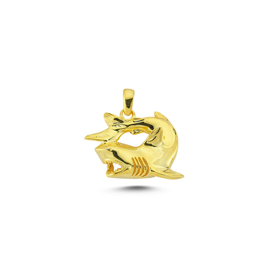 14K Gold Shark Animal Charm Necklace