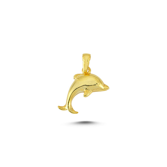 14K Gold Dolphin Animal Charm Necklace