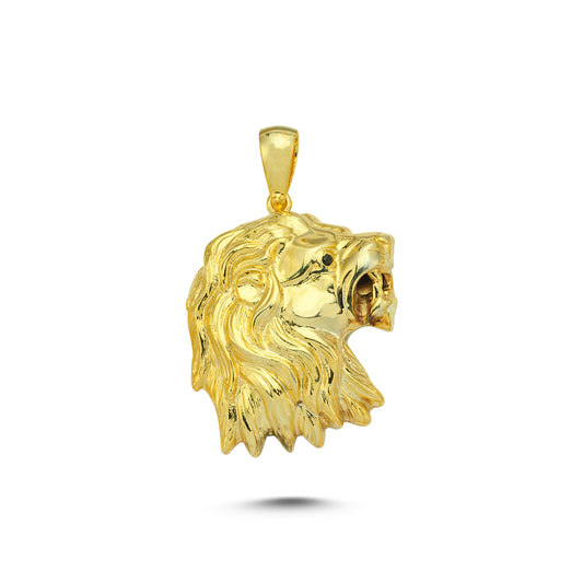 14K Gold Lion Head Animal Charm Necklace