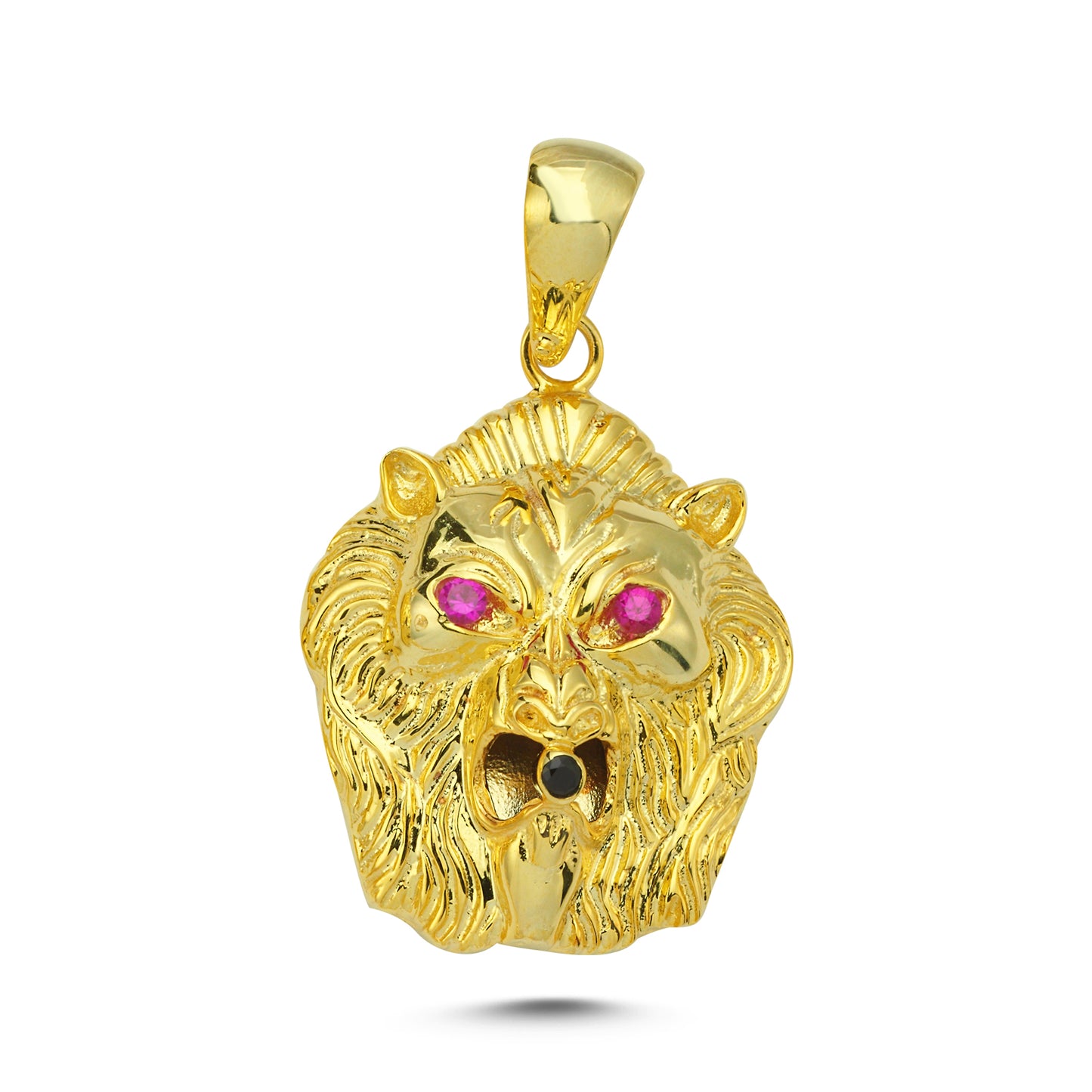 14K Gold Lion Head Animal Charm Necklace