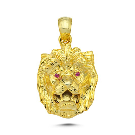 14K Gold Lion Head Animal Charm Necklace