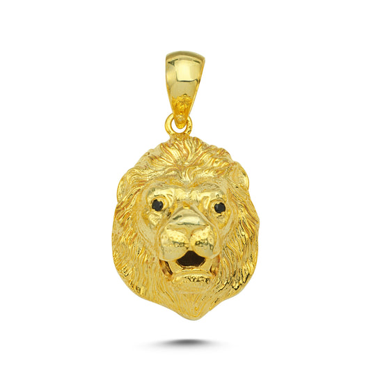 14K Gold Lion Head Animal Charm Necklace