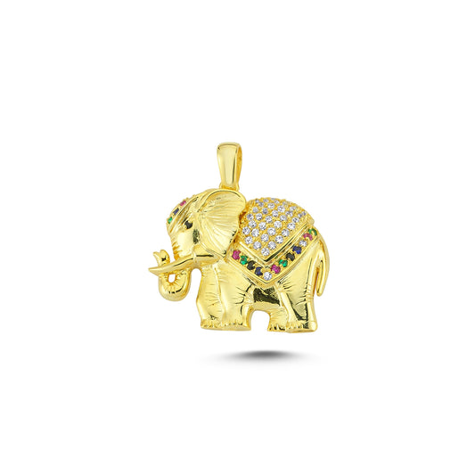 14K Gold Elephant Animal Charm Necklace