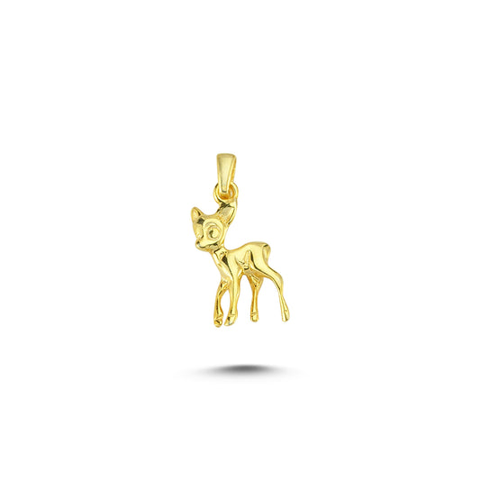 14K Gold Deer Animal Charm Necklace