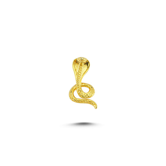 14K Gold Cobra Snake Animal Charm Necklace