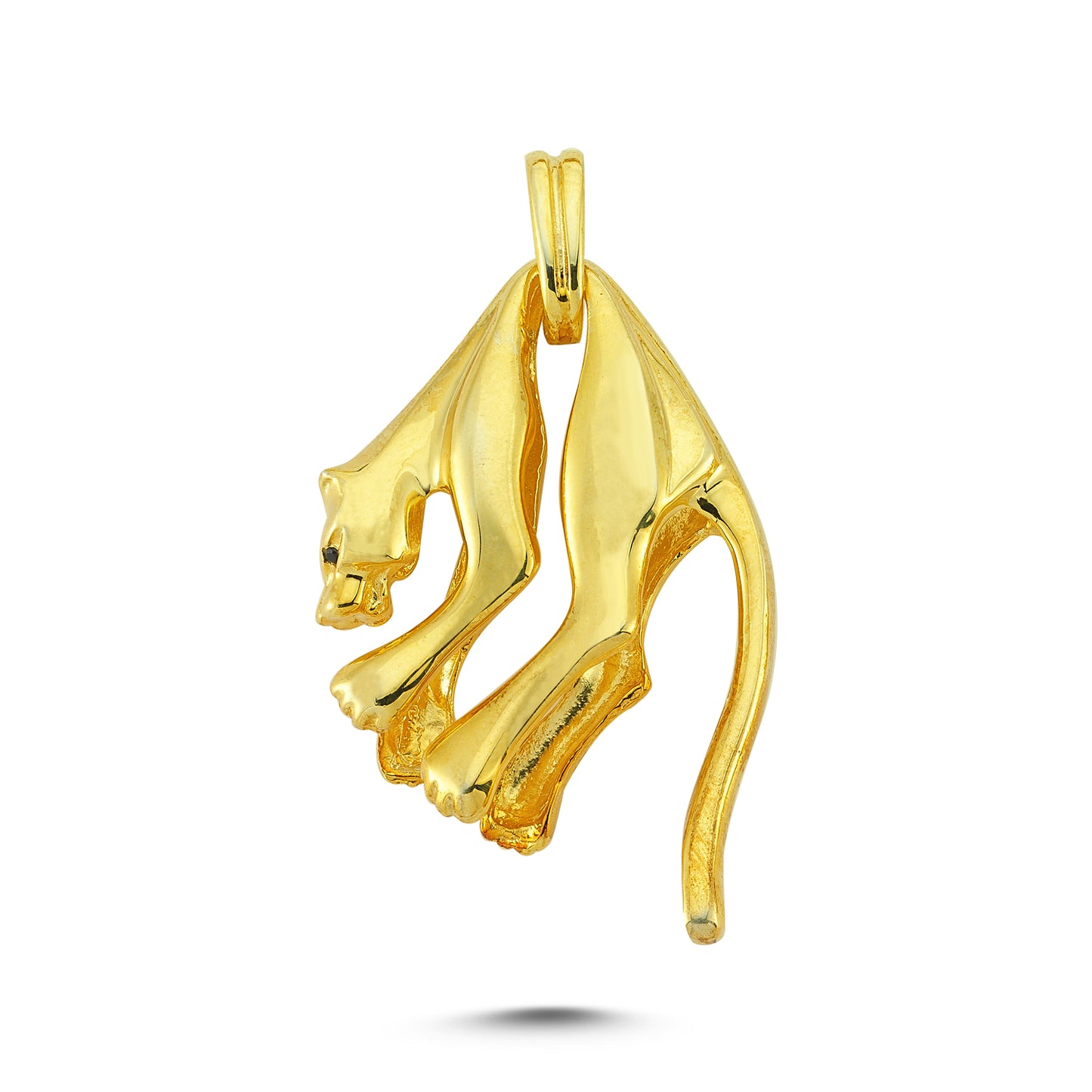 14K Gold Jaguar Animal Charm Necklace