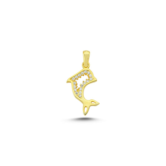 14K Gold Dolphin Animal Charm Necklace