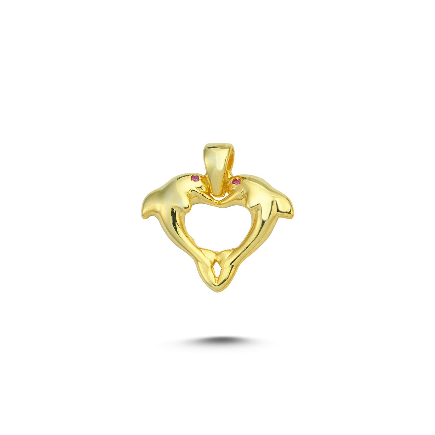 14K Gold Double Dolphin Animal Charm Necklace